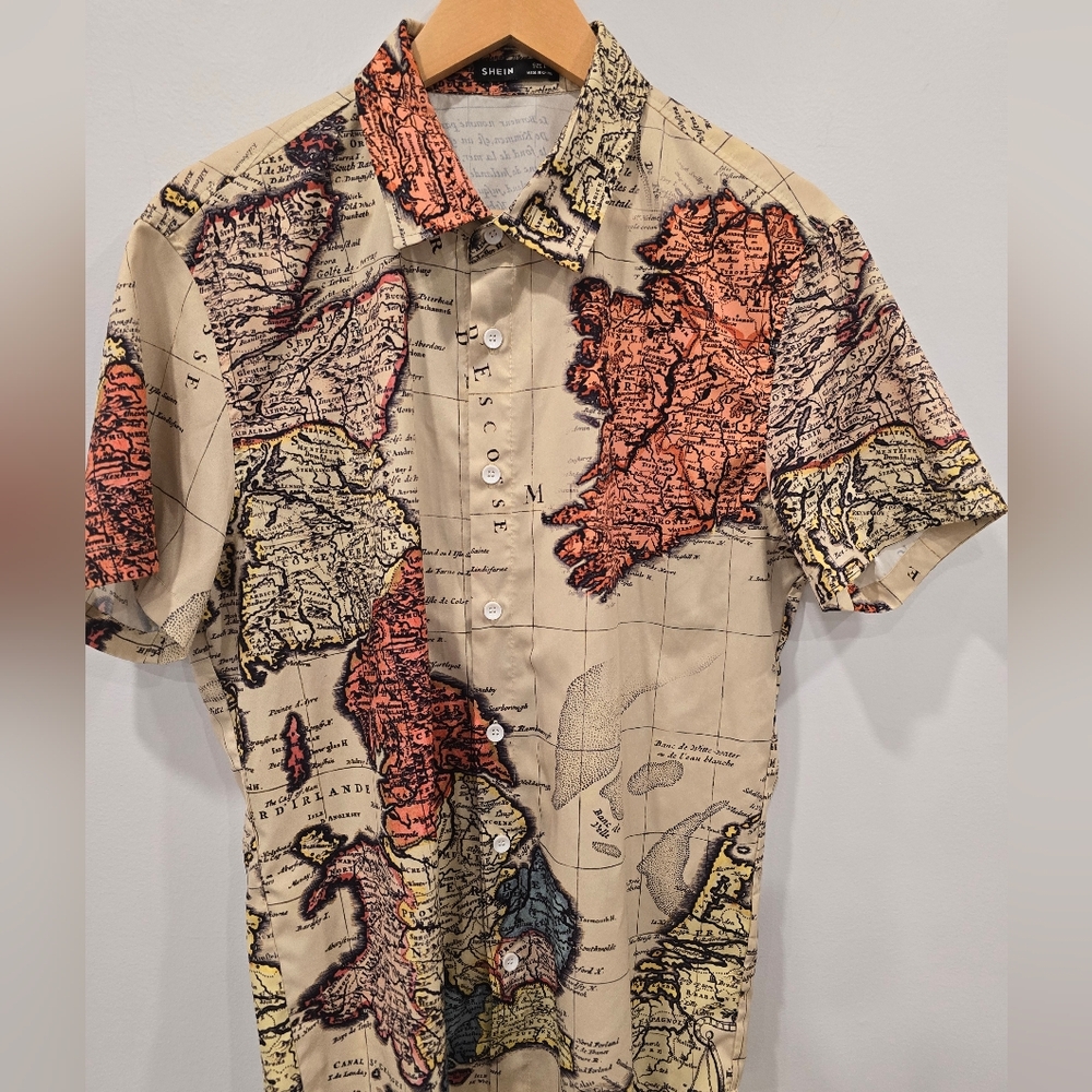 SHEIN Multicolor Map Print Casual Shirt